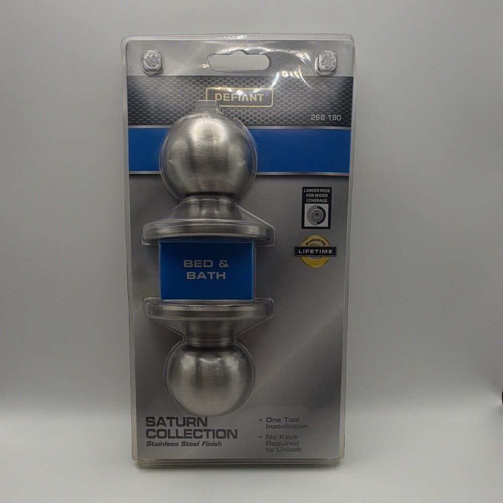 Defiant Saturn Stainless Steel Bed/Bath Privacy Door Knob with Lock Brand New